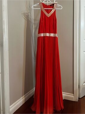 Oasis Red Prom Dress with Embellished V-Neck